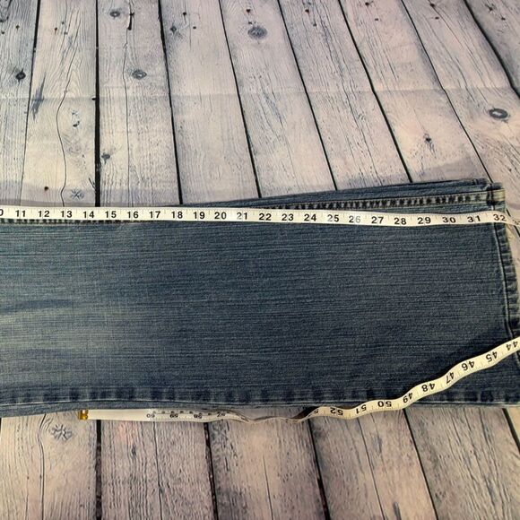 VINTAGE 90s Express X2 Low Rise Festival Rocker Stevie Boho Boot Leg Jeans 10 - Picture 9 of 11